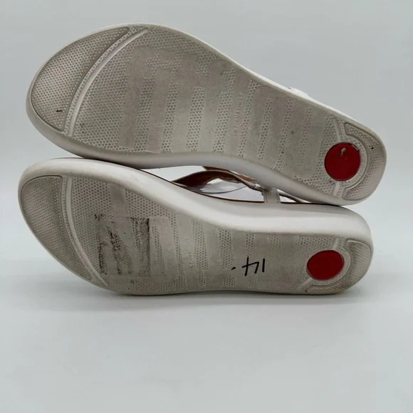 FitFlop Lainey White Leather Ankle Strap Toe Post Sandals Size 9 - Picture 9 of 12